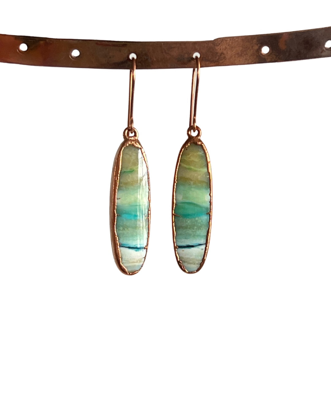 Ocean Colors Opal Wood Earrings in Copper