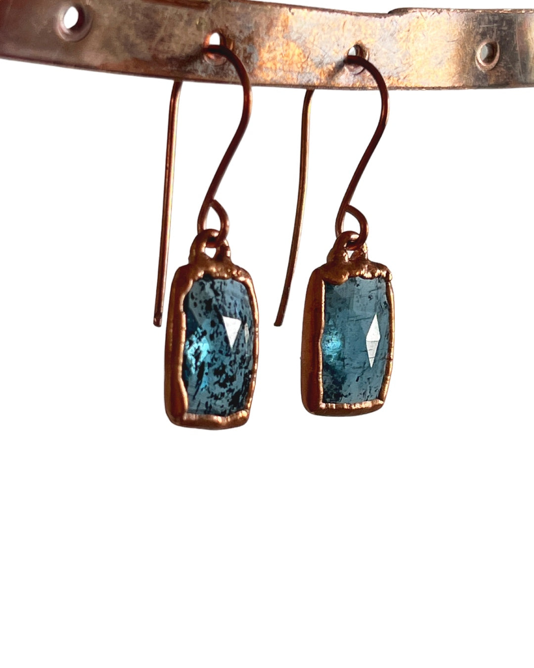 Blue Kyanite Earrings in Copper