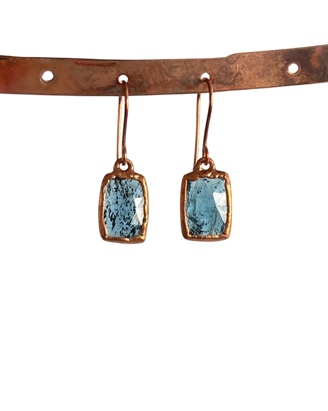 Blue Kyanite Earrings in Copper