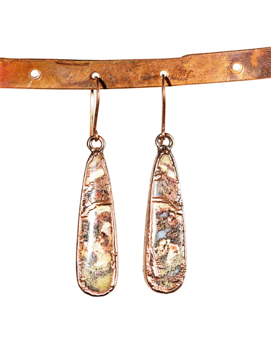 Pink and Green Moss Agate Earrings