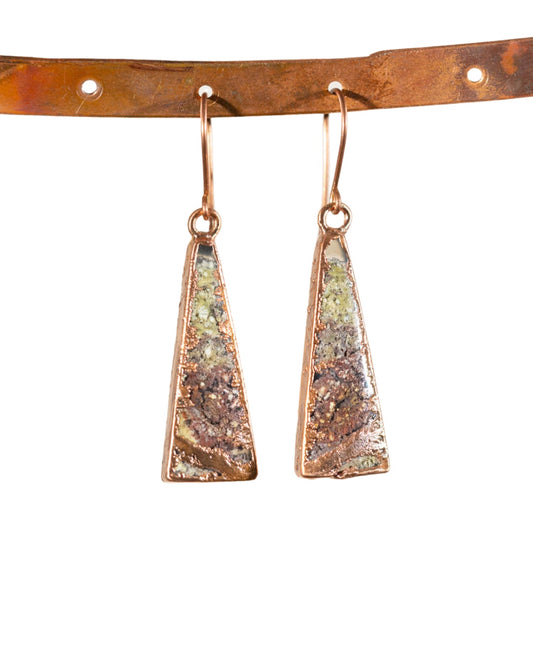 Amazing Moss Agate Stone Earrings in Copper