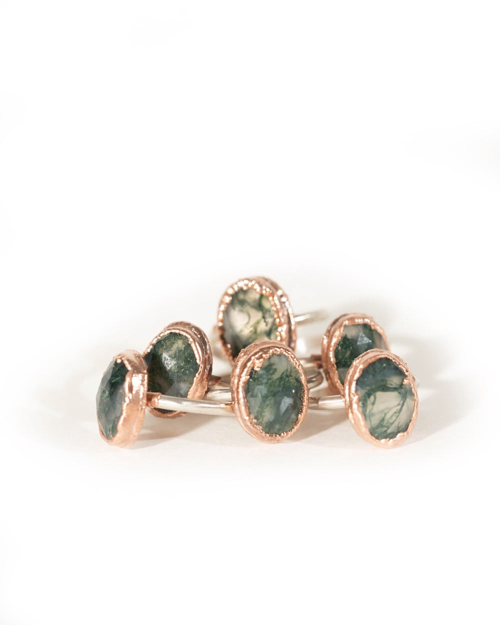 Sparkly Moss Agate Stacking Rings