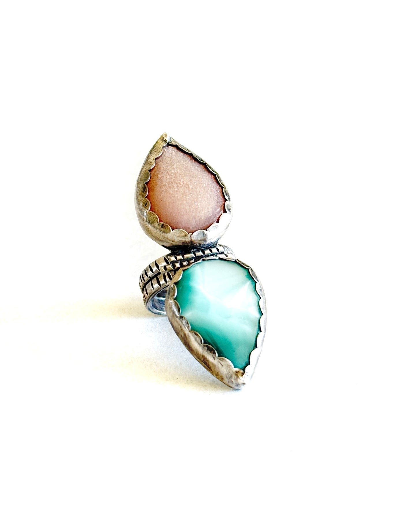 Chunky Double Stone Ring - Adjustable