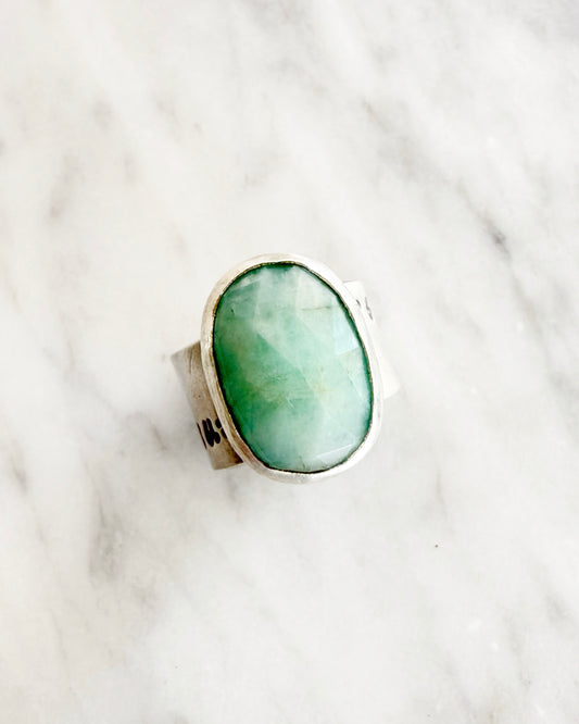 Breathe In Breathe Out Emerald Ring - Adjustable