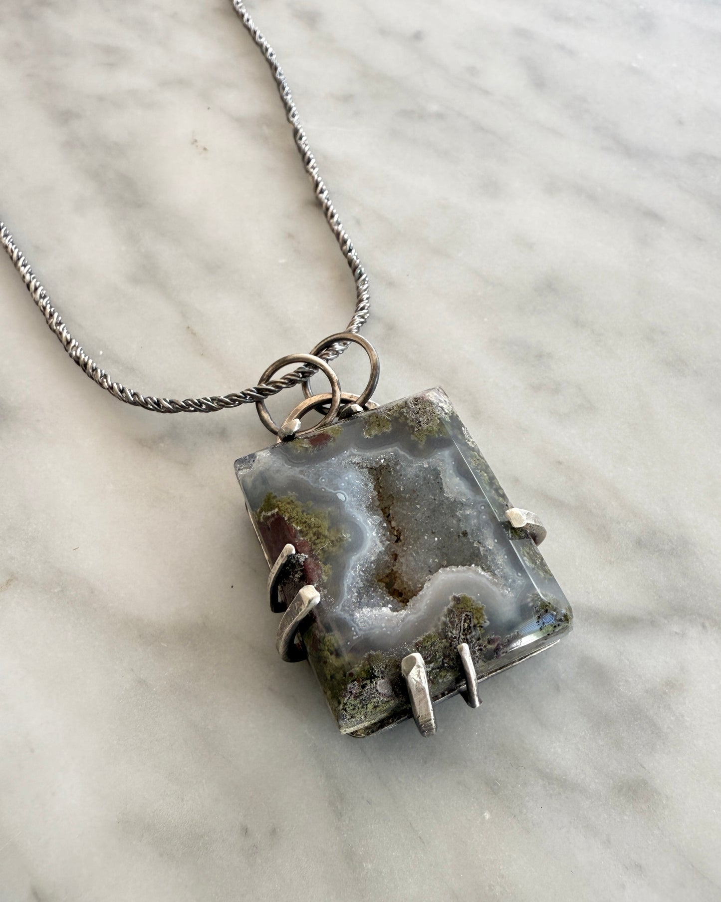 Beauty Within Necklace Druzy Moss Agate