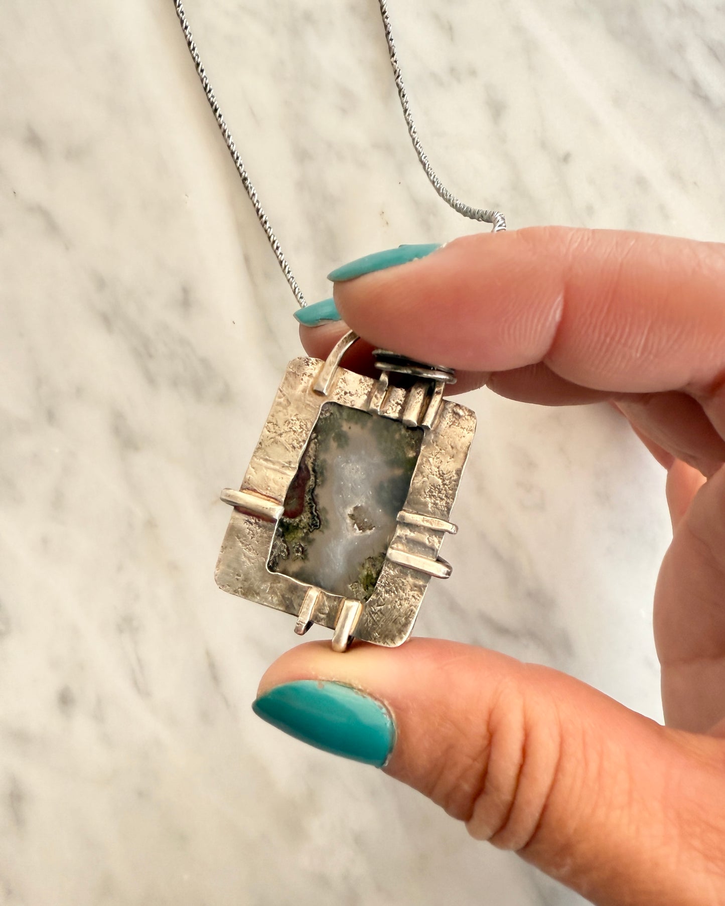 Beauty Within Necklace Druzy Moss Agate