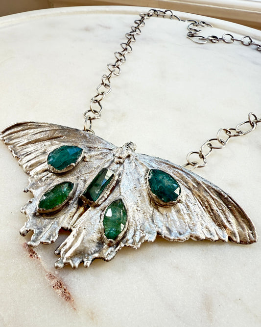 Large Butterfly Necklace with Tourmaline & Kyanite