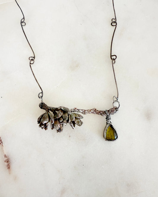 Arborvitae Branch Necklace with Tourmaline