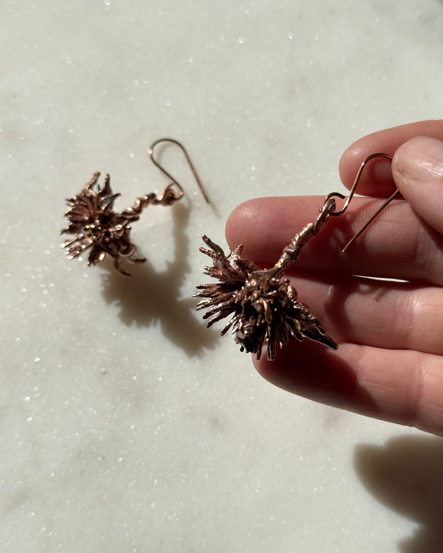 Weed Flower Earrings in Copper