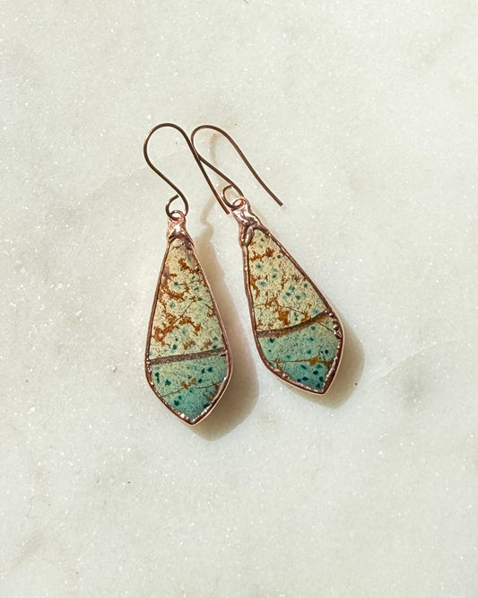 Morning Dew Jasper Earrings with Yellow and Turquoise Hues