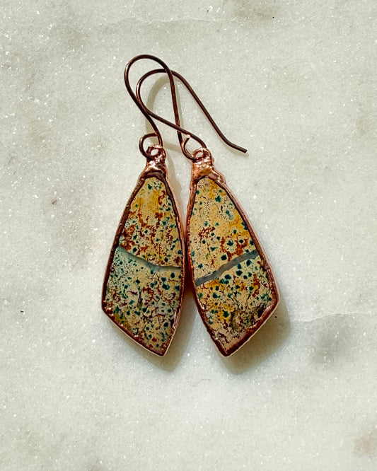 Morning Dew Jasper Earrings with Yellow and Rust Tones