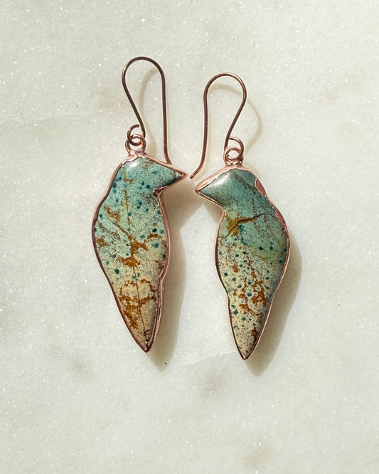 Morning Dew Jasper Bird Earrings