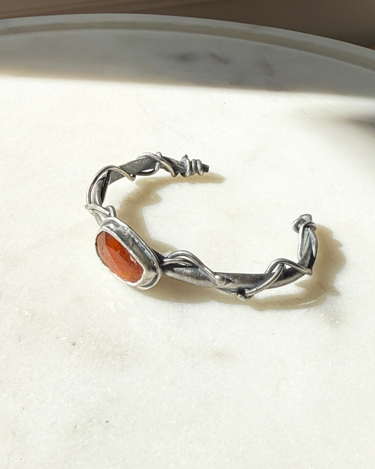 Orange Kyanite Silver Cuff Bracelet