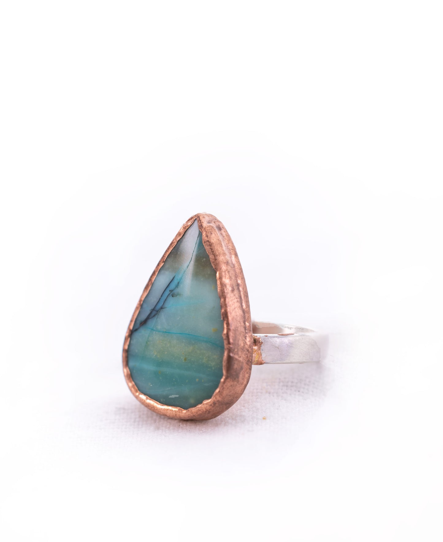 beach stone wood opal ring