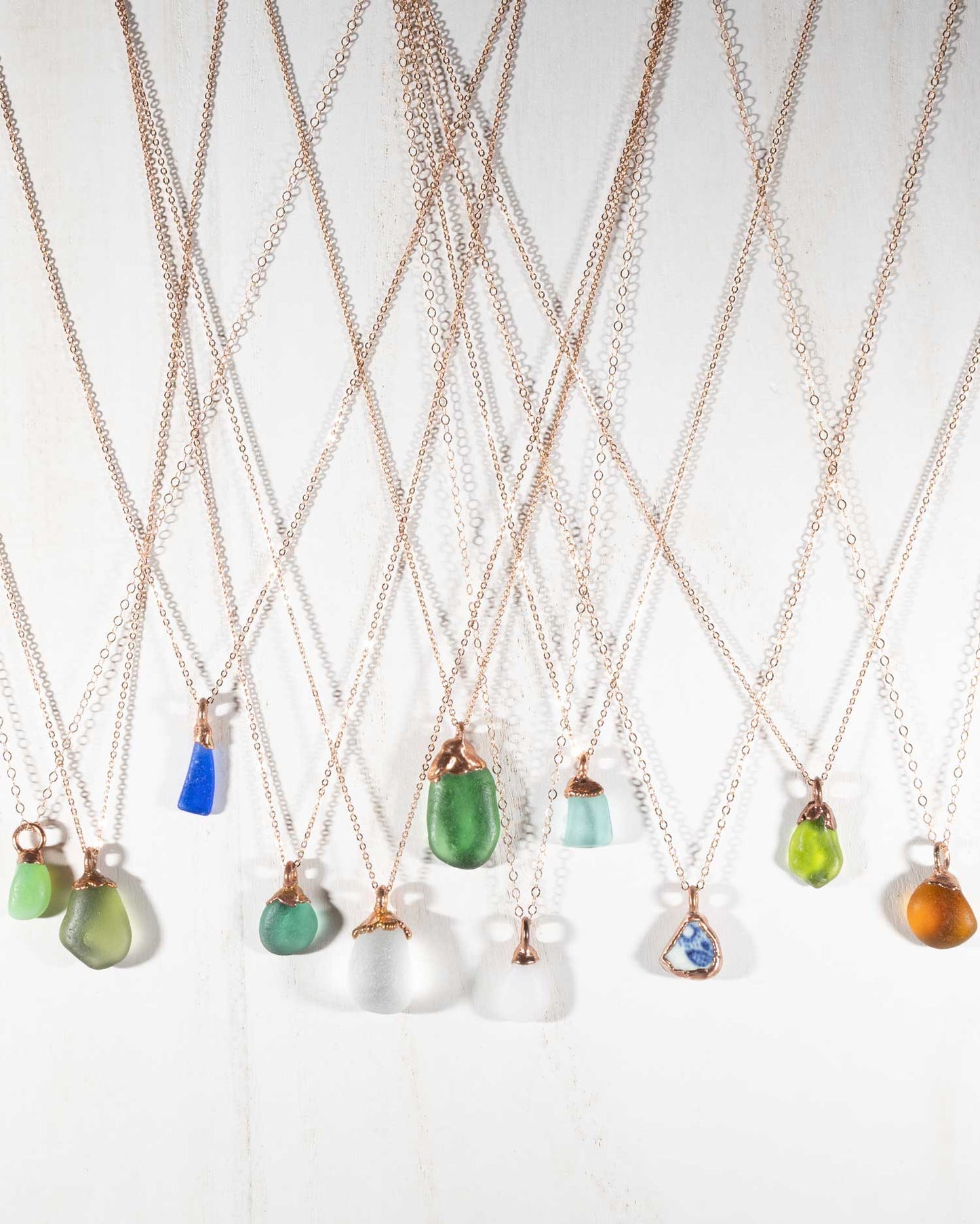 sea glass mini pendant necklaces available for sale