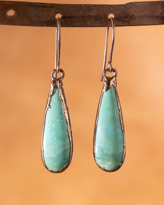 Teardrop Wood Opal Earrings