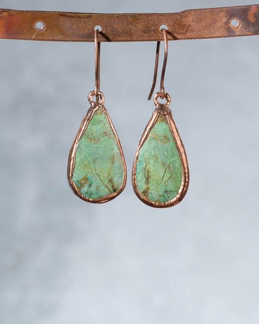 Teardrop Green Turquoise Earrings