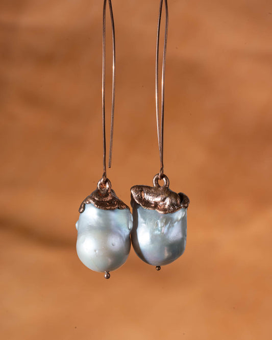 Gray Baroque Pearl Earrings