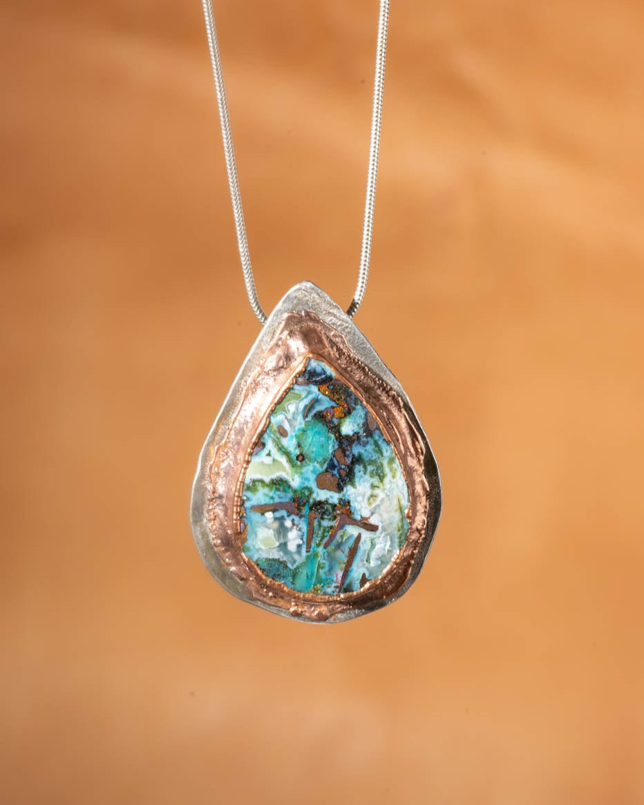 Chrysocolla with Copper Necklace