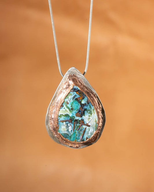 Chrysocolla with Copper Necklace