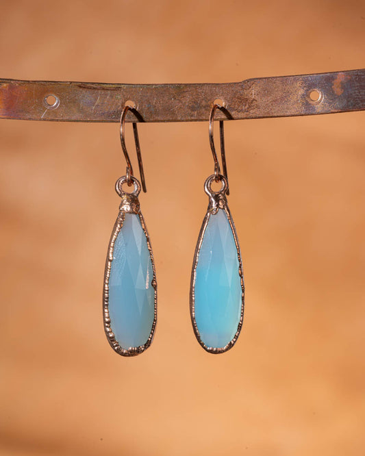 Aqua Chalcedony Dangle Earrings