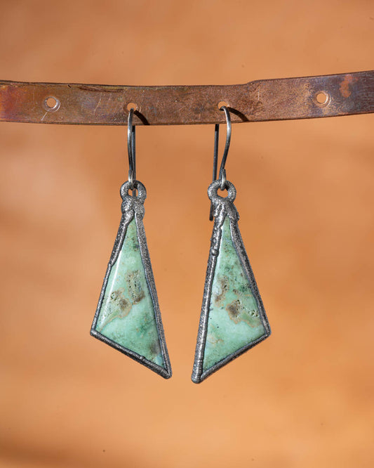 Silver Wood Opal Earrings