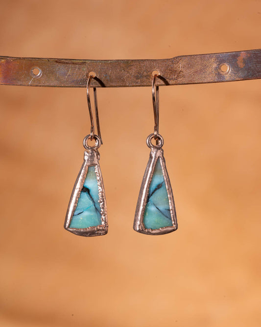 Tiny Wood Opal Earrings