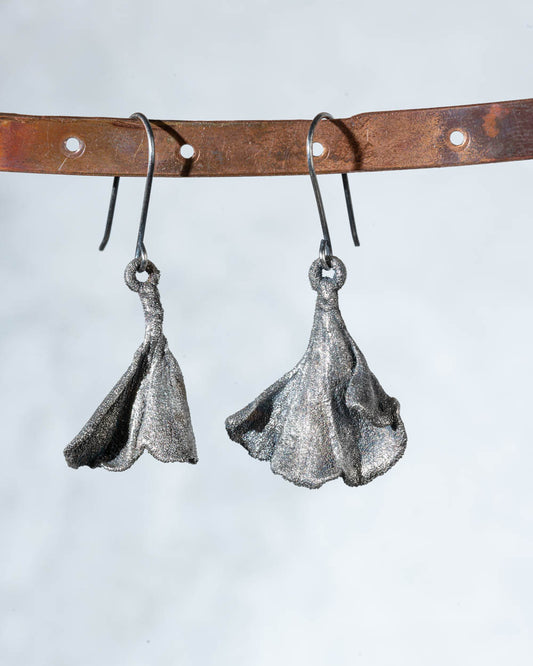 Small Silver Ginko Leaf Earrings