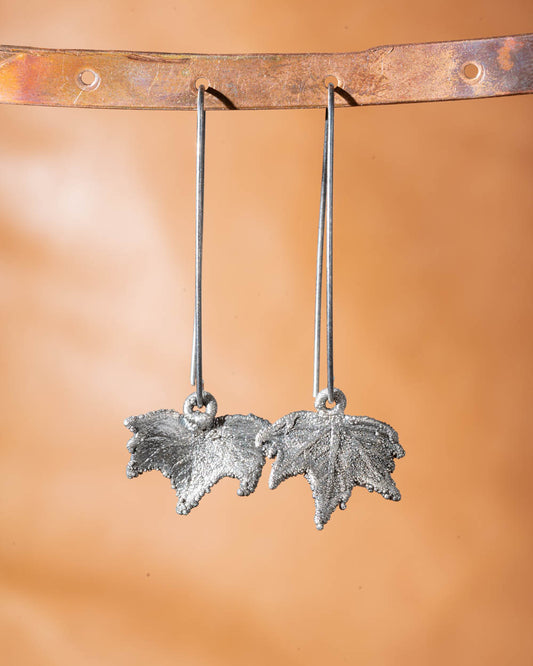 Tiny Silver Maple Leaf Earrings