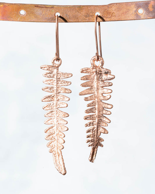 Small Copper Fern Earrings