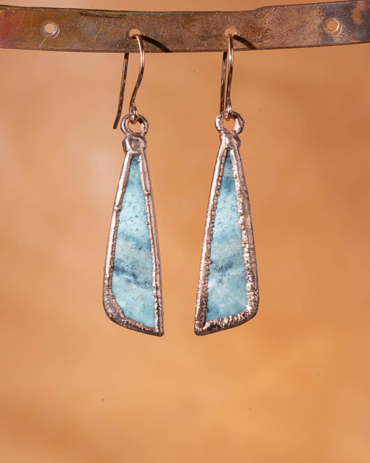 Opalized Wood Dangle Earrings