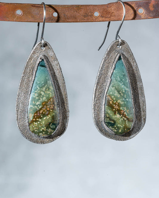 Boho Silver Jasper Earrings