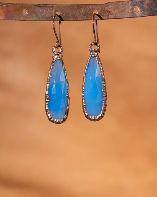 Blue Chalcedony Teardrop Dangle Earrings