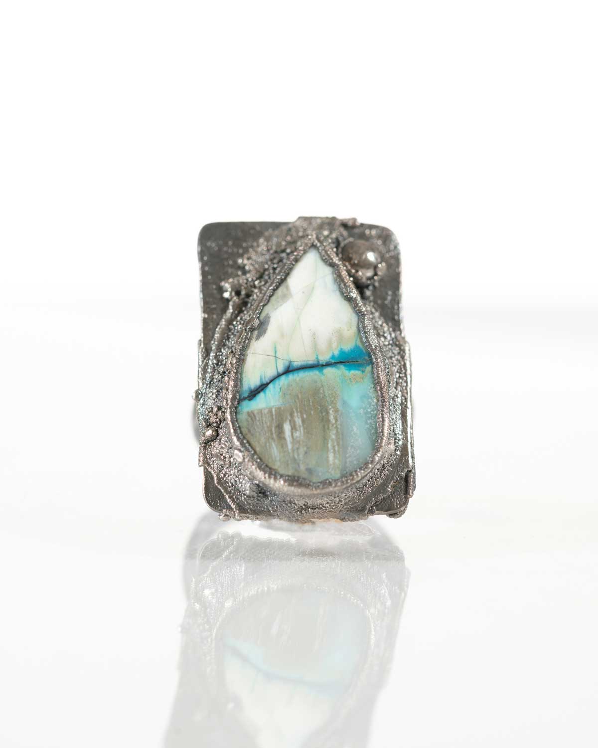 Turquoise Wood Opal Silver Ring