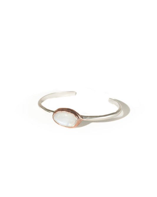 Moonstone Cuff Bracelet with Mixed Metals