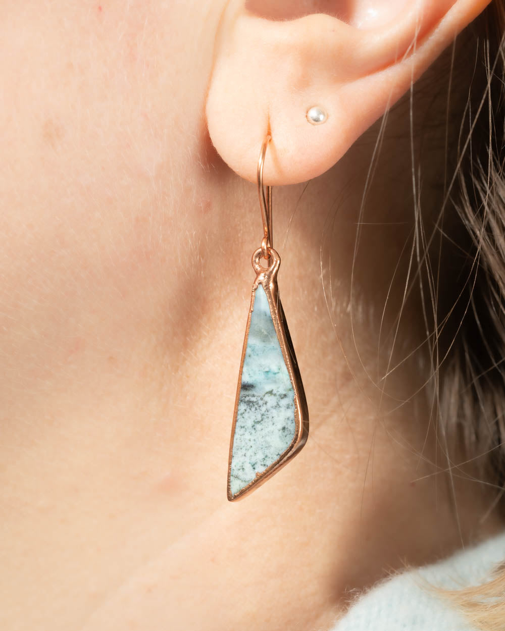 Opal Wood Earrings in Turquoise Blue