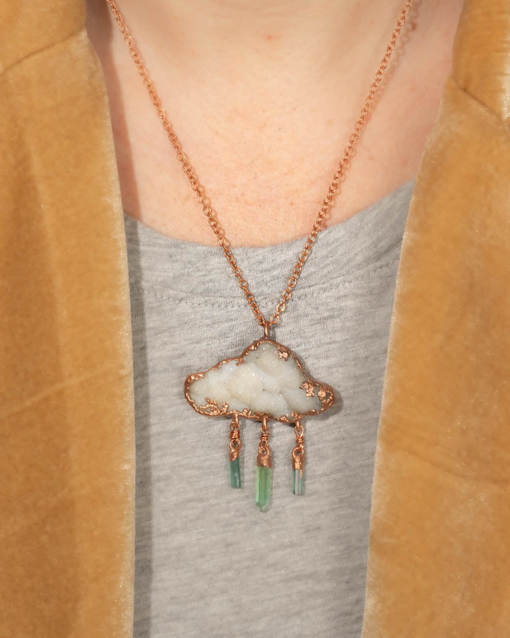 Raincloud Necklace with Tourmaline Crystals