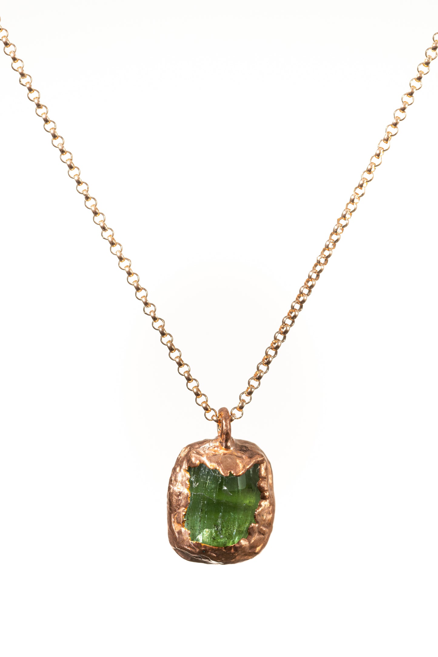Green Tourmaline Rose Gold Necklace