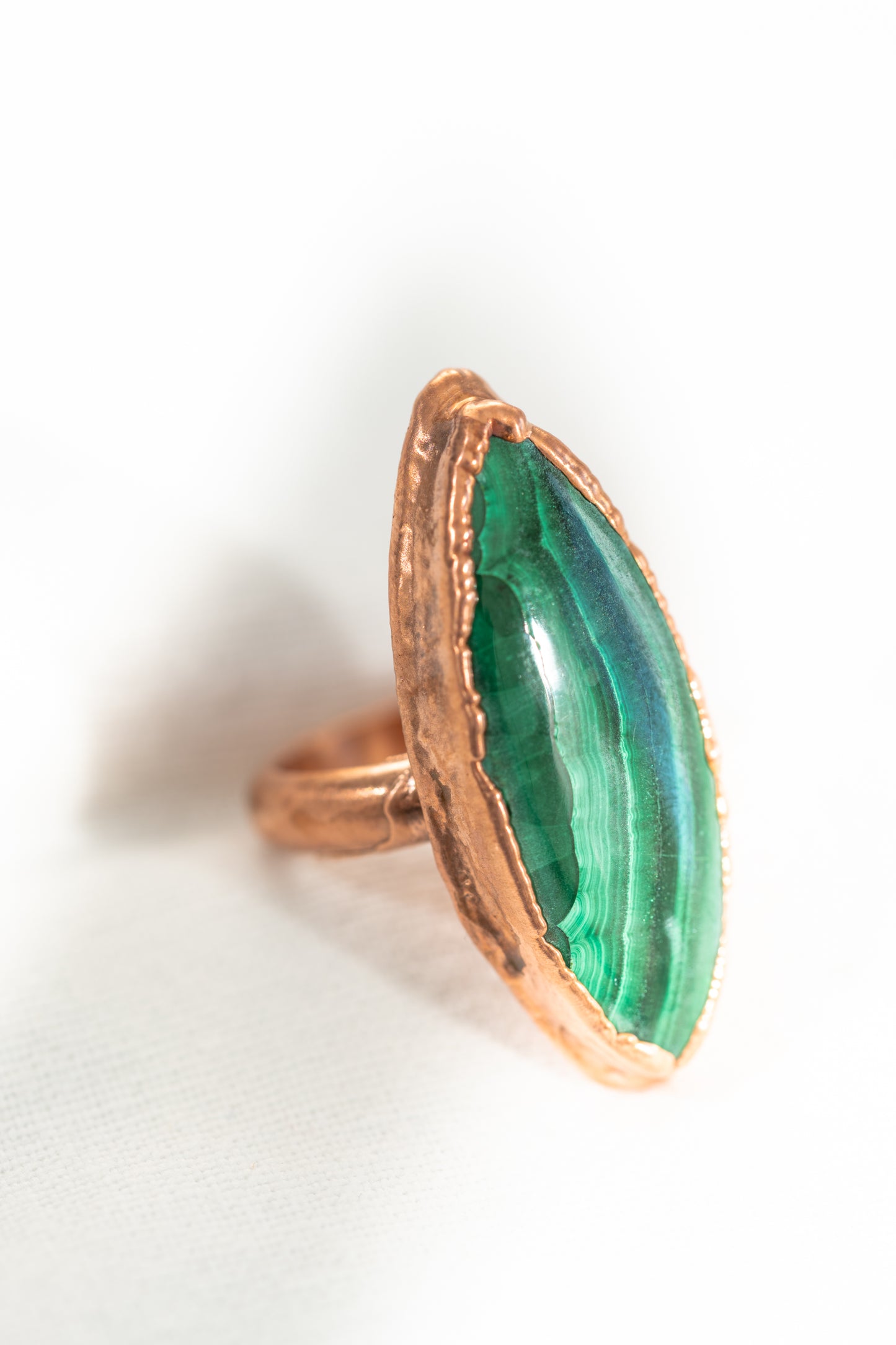 Marquis Malachite Ring in Copper sz 8