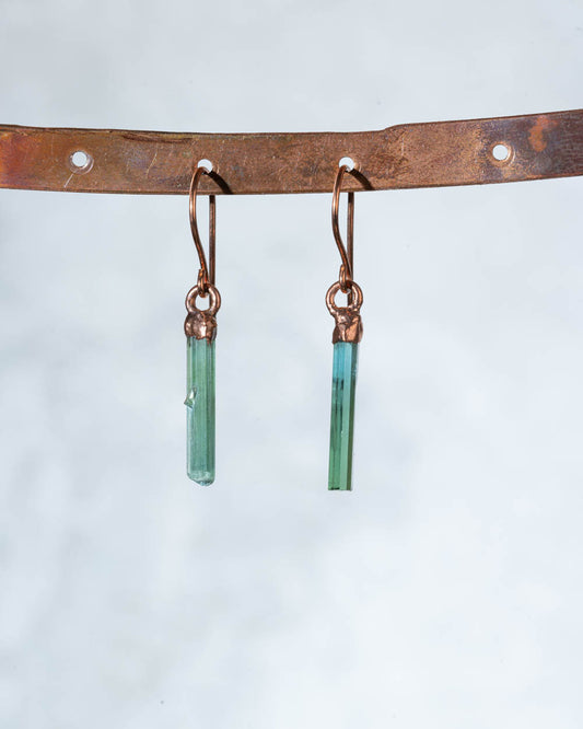 Bi-color Tourmaline Crystal Earrings