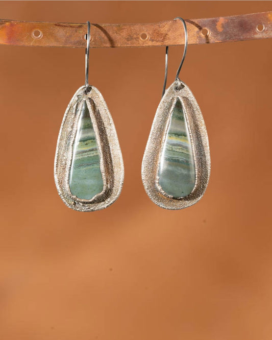 Green Bamboo Jasper Earrings